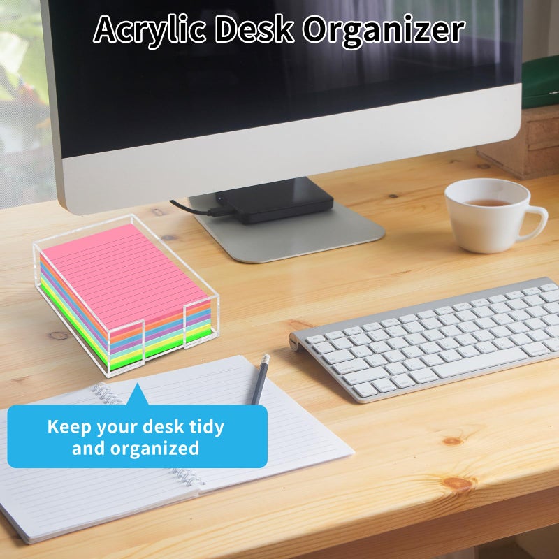 Dincerpen Acrylic Sticky Note Holder - 4 x 6 Inch Post It Note Holder, Crystal Clear Sticky Note Dispenser for Dorm Room Home and Office Acrylic Desk Organizer - Image 5